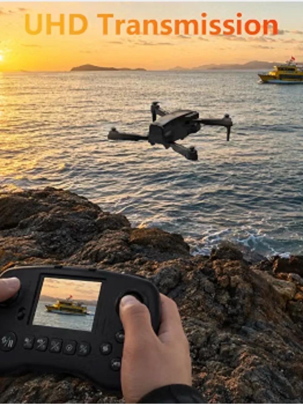 New Compact Black Drone with 1080P HD Camera and Smart Controller TD12pro LED sc